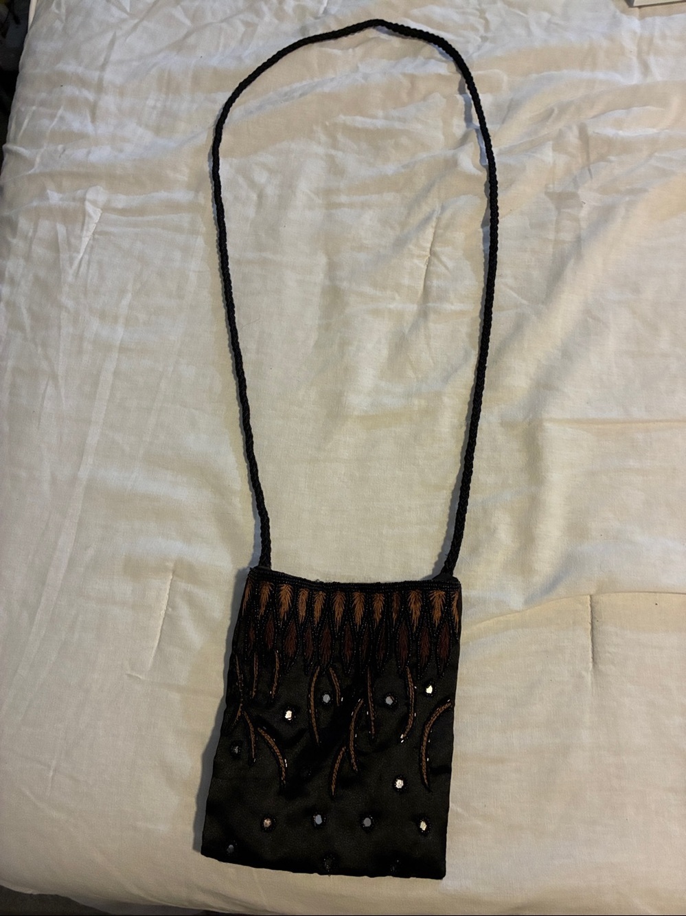 Black and Brown Beaded Crossbody Bag